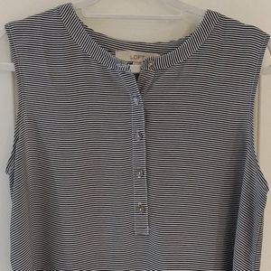 Loft Sz M Sleeveless Top Black/White Stripe